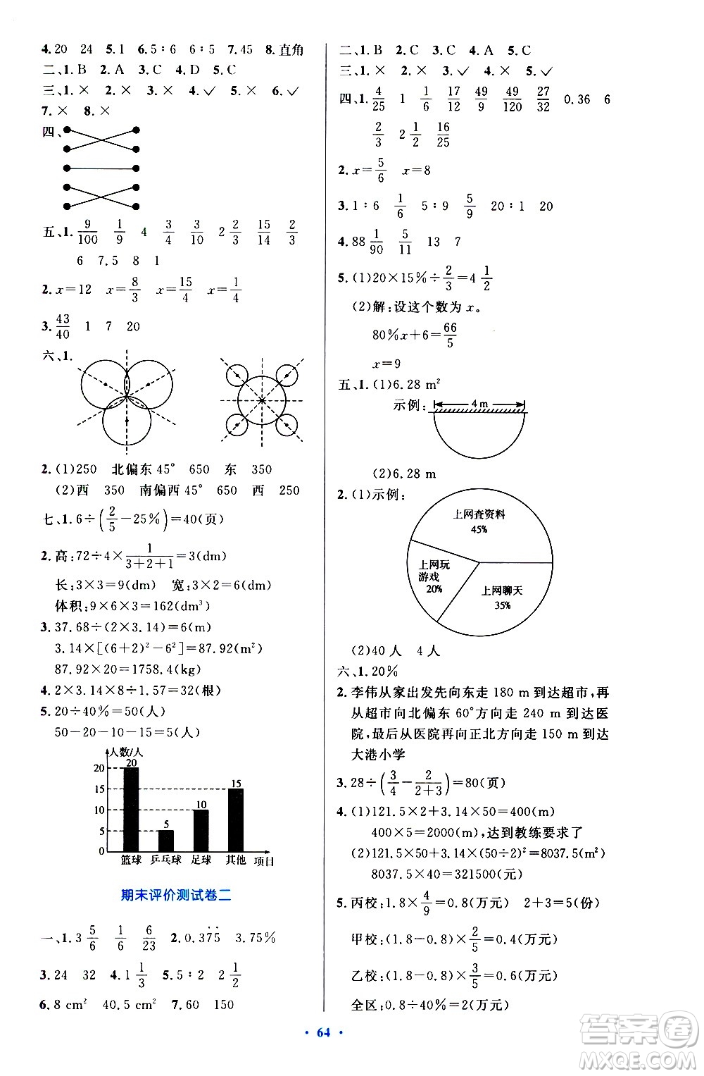 人民教育出版社2020小學(xué)同步測(cè)控優(yōu)化設(shè)計(jì)數(shù)學(xué)六年級(jí)上冊(cè)增強(qiáng)版答案