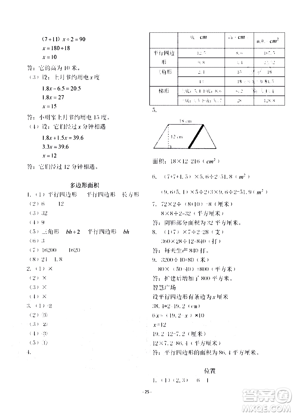 明天出版社2020年智慧學(xué)習(xí)數(shù)學(xué)五年級(jí)上冊(cè)人教版答案