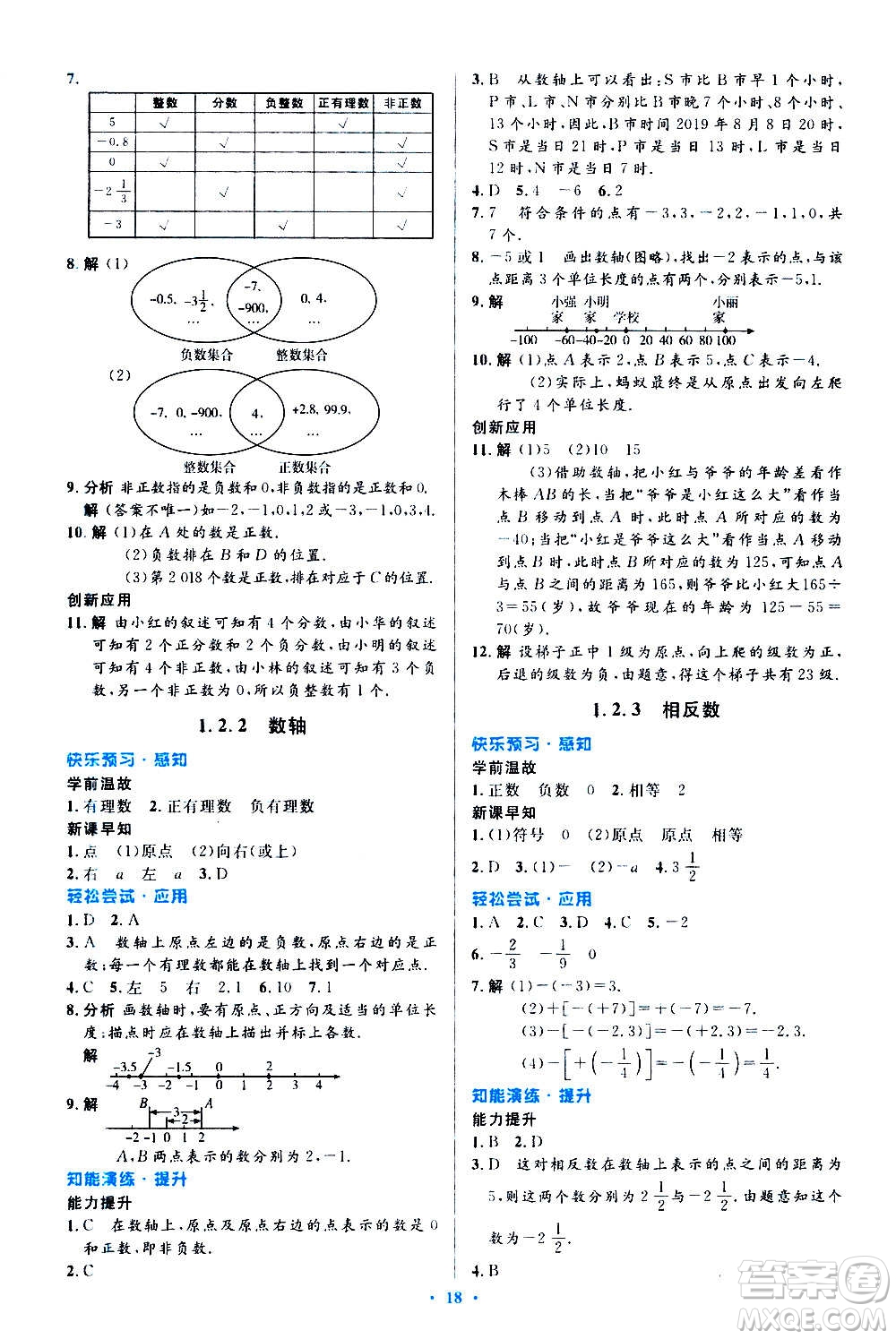 人民教育出版社2020初中同步測控優(yōu)化設(shè)計數(shù)學七年級上冊人教版答案