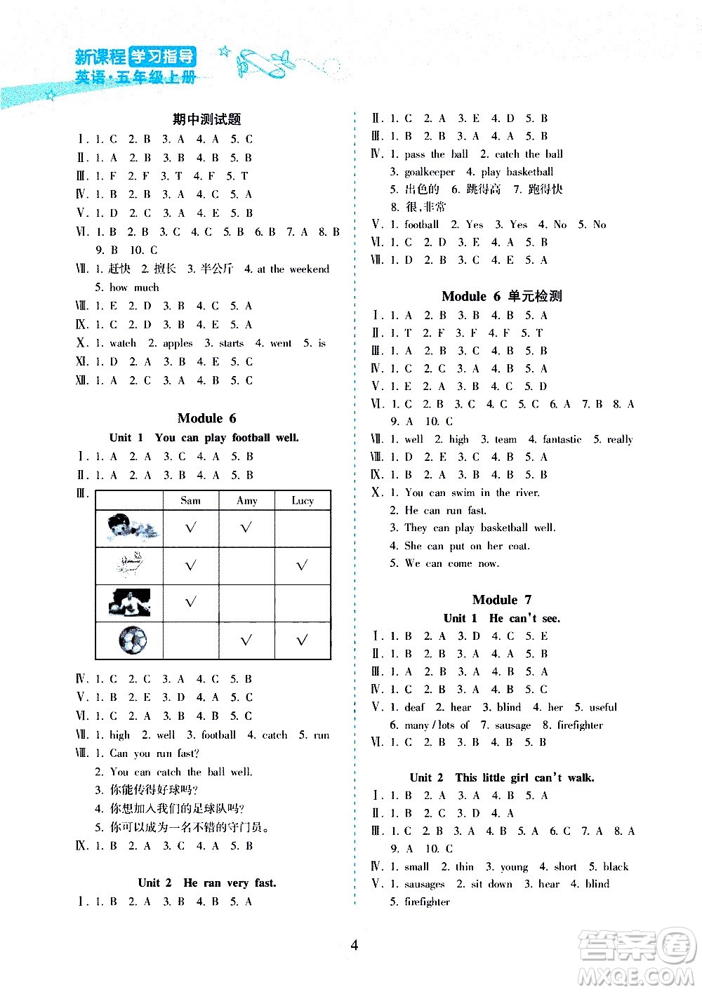 海南出版社2020年新課程學(xué)習(xí)指導(dǎo)英語五年級上冊人教版答案