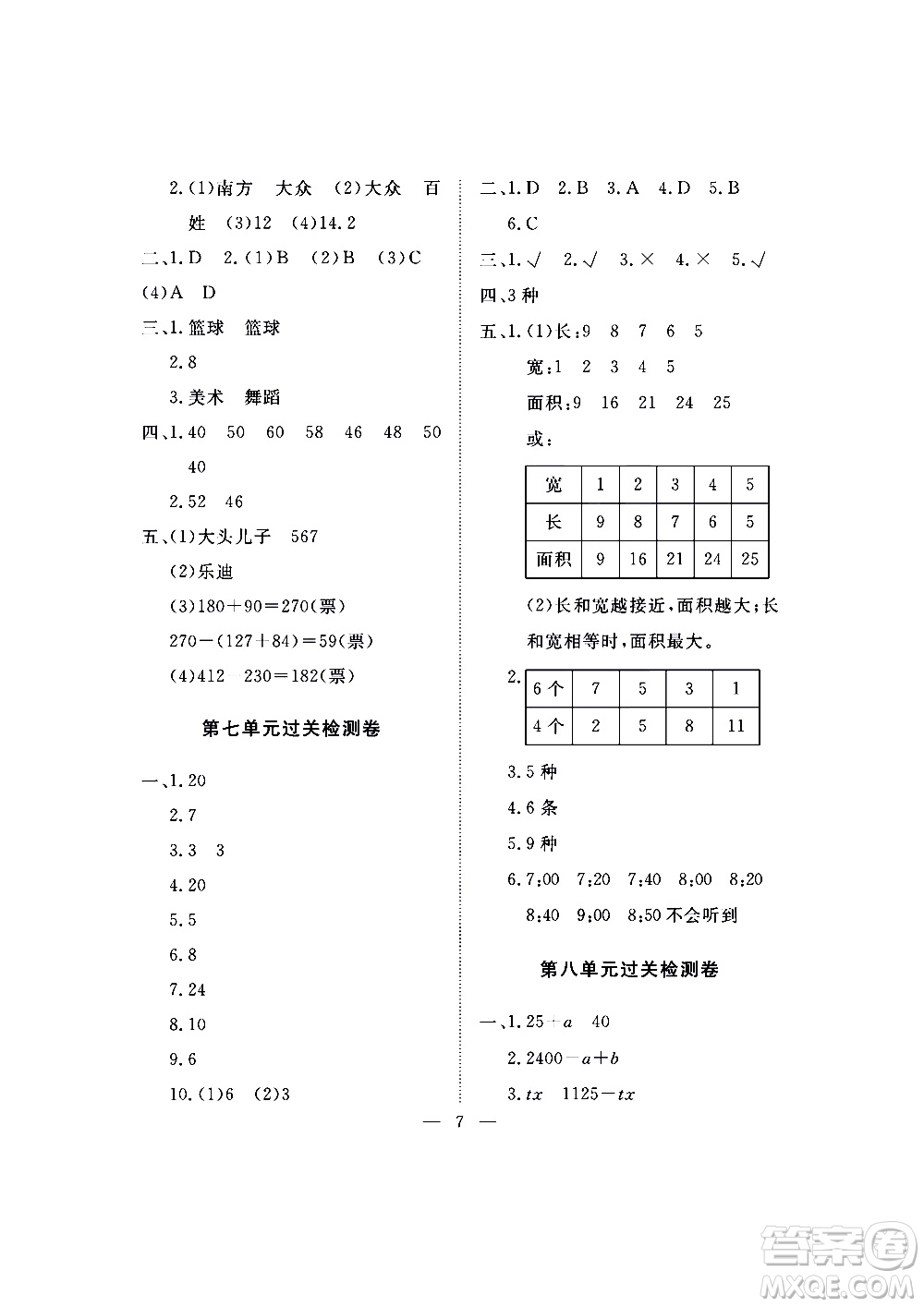 海南出版社2020年新課程學(xué)習(xí)指導(dǎo)測(cè)試卷數(shù)學(xué)五年級(jí)上冊(cè)蘇教版答案