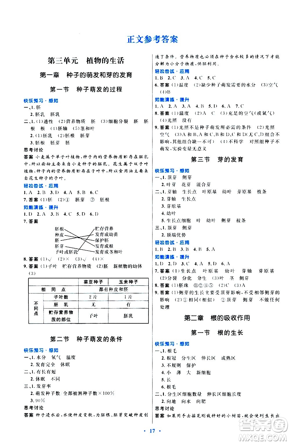 知識出版社2020初中同步測控優(yōu)化設(shè)計生物八年級上冊冀少版答案
