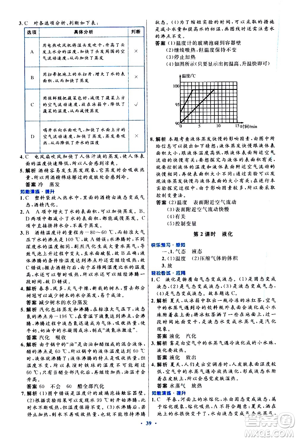 人民教育出版社2020初中同步測控優(yōu)化設計物理八年級上冊人教版答案