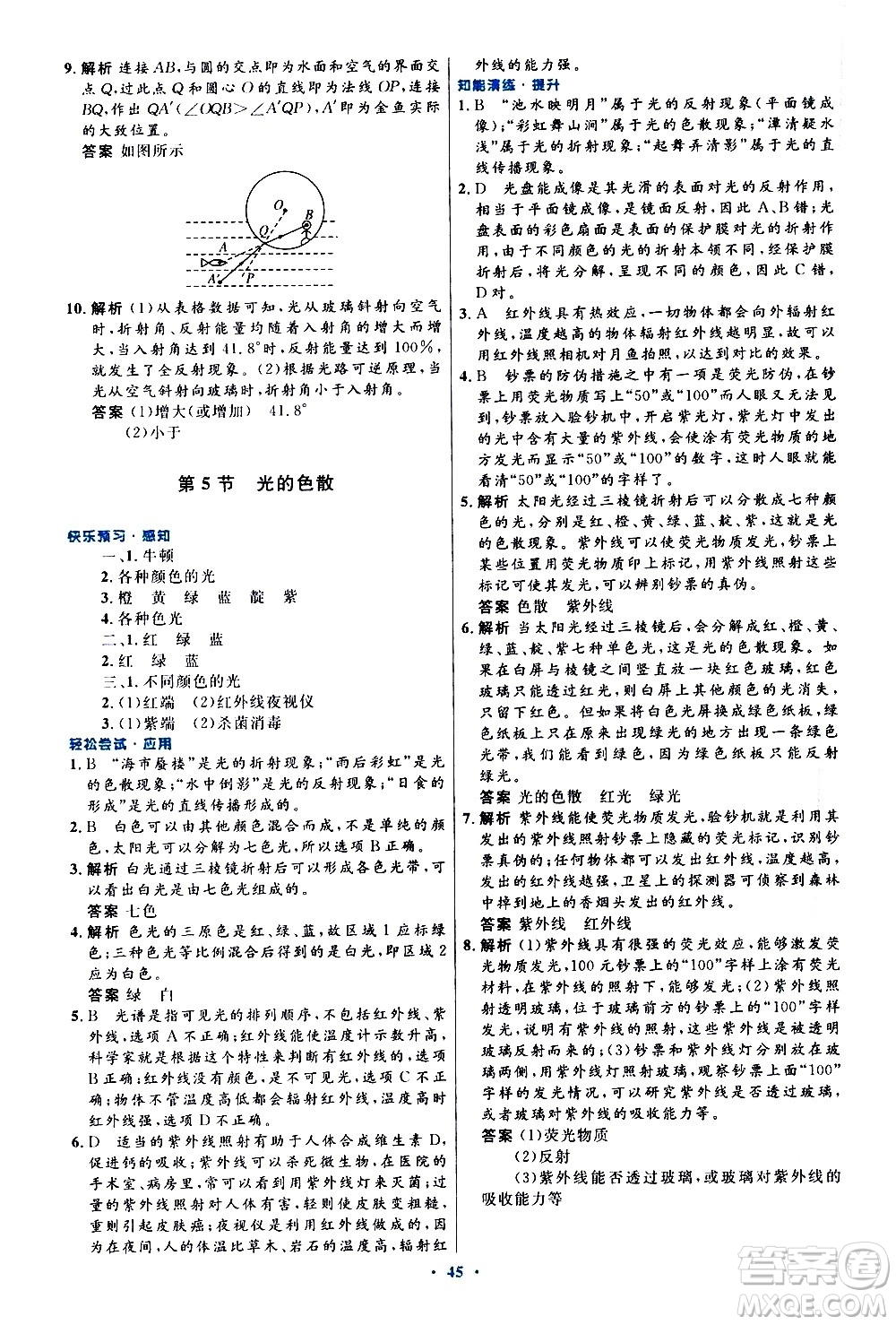 人民教育出版社2020初中同步測控優(yōu)化設計物理八年級上冊人教版答案