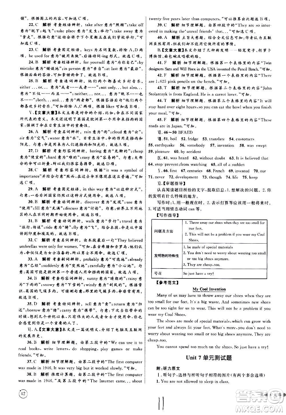 2020年優(yōu)化設(shè)計(jì)單元測(cè)試卷英語(yǔ)九年級(jí)全一冊(cè)RJ人教版答案