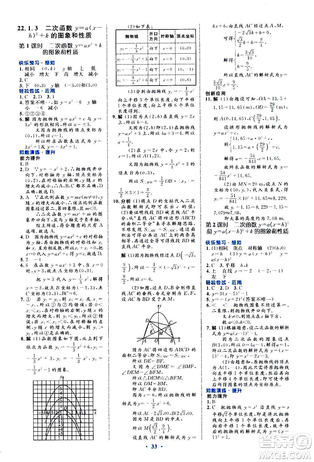 人民教育出版社2020初中同步測控優(yōu)化設(shè)計數(shù)學九年級全一冊人教版答案