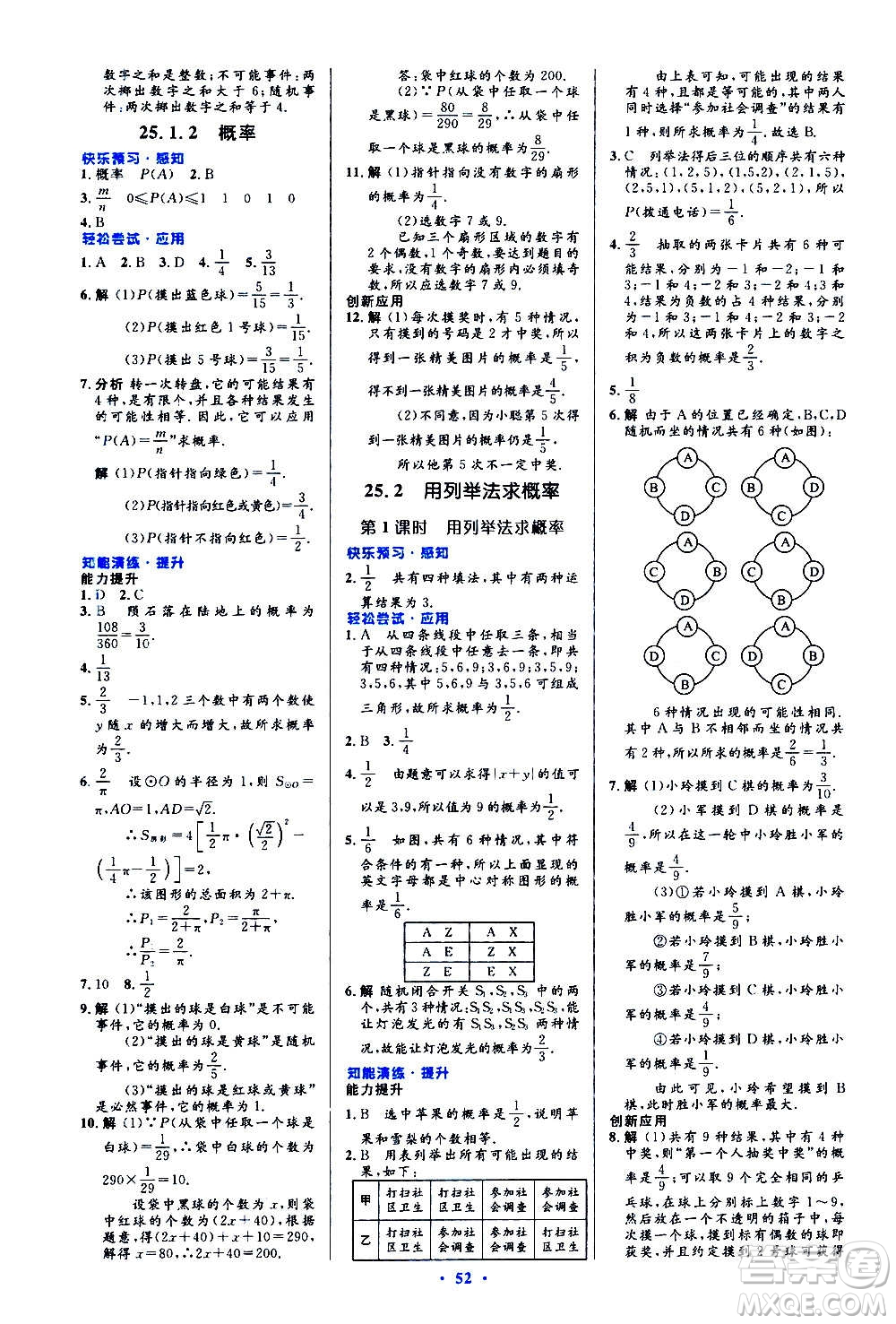 人民教育出版社2020初中同步測控優(yōu)化設(shè)計數(shù)學九年級全一冊人教版答案
