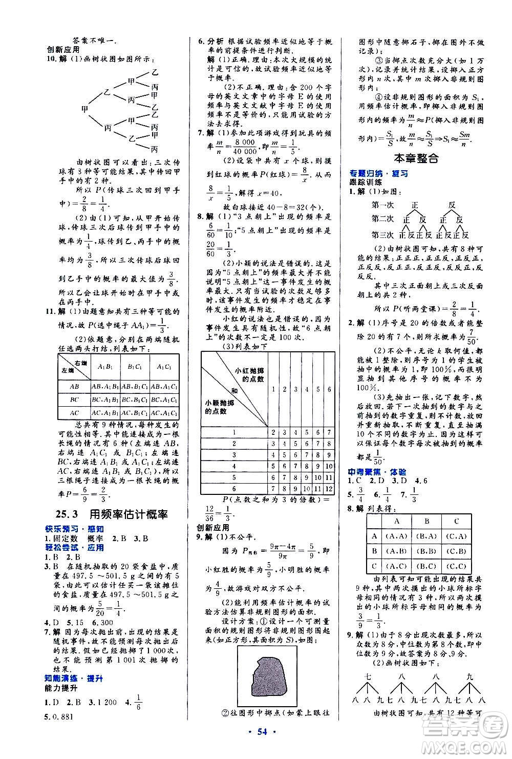 人民教育出版社2020初中同步測控優(yōu)化設(shè)計數(shù)學九年級全一冊人教版答案