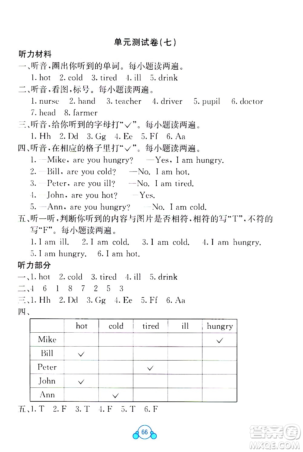 2020年自主學(xué)習(xí)能力測評單元測試英語三年級上冊C版答案