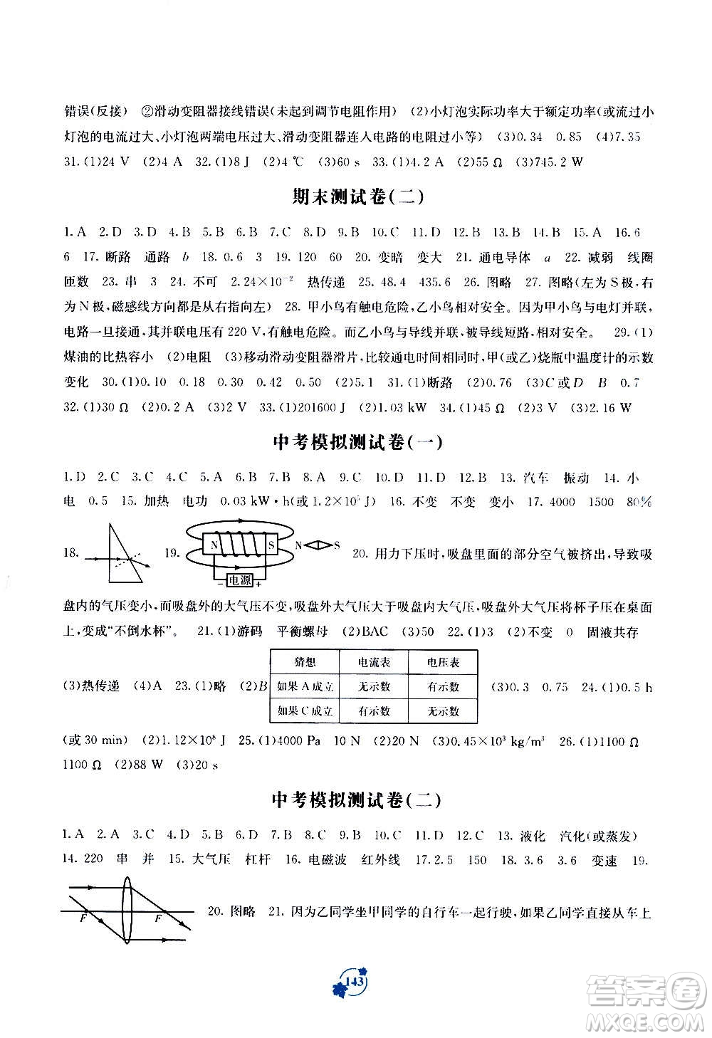 廣西教育出版社2020年自主學(xué)習(xí)能力測(cè)評(píng)單元測(cè)試物理九年級(jí)A版答案