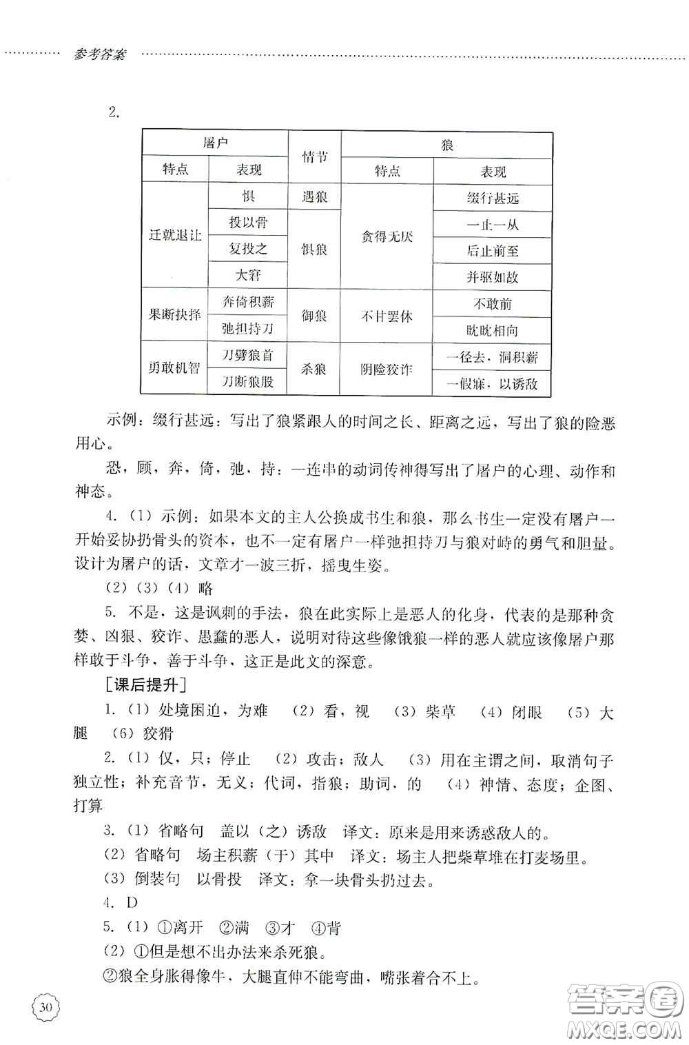 山東文藝出版社2020初中課堂同步訓(xùn)練七年級語文上冊答案