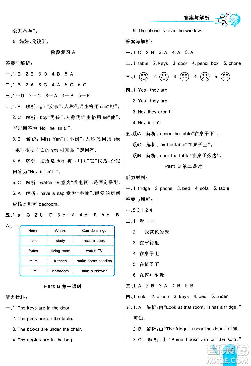 河北教育出版社2020全新版七彩練霸英語四年級(jí)上冊(cè)人教PEP版答案