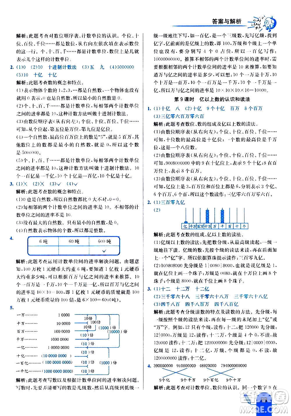 河北教育出版社2020全新版七彩練霸數(shù)學(xué)四年級(jí)上冊(cè)人教版答案