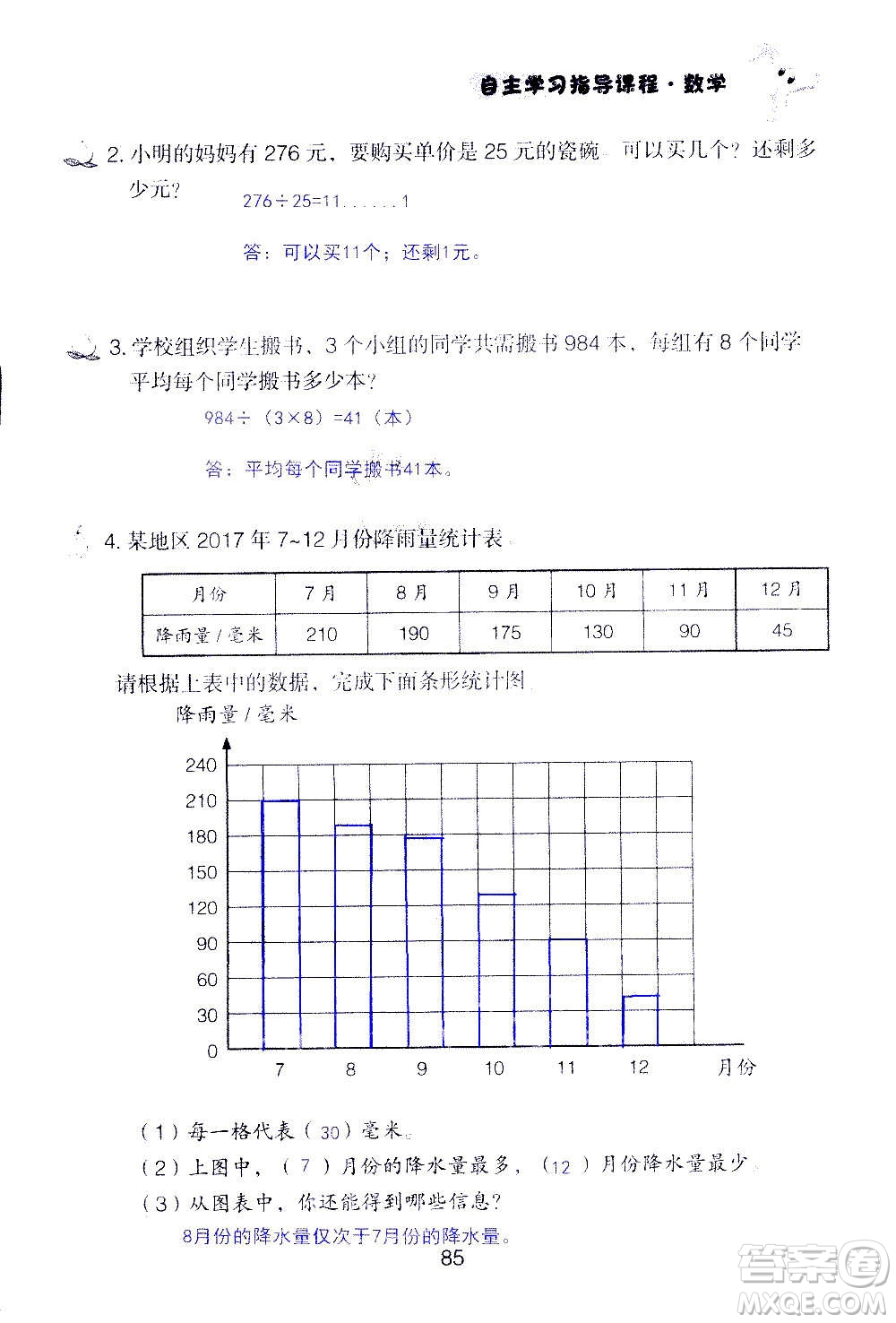 山東教育出版社2020年自主學(xué)習(xí)指導(dǎo)課程數(shù)學(xué)四年級(jí)上冊人教版答案