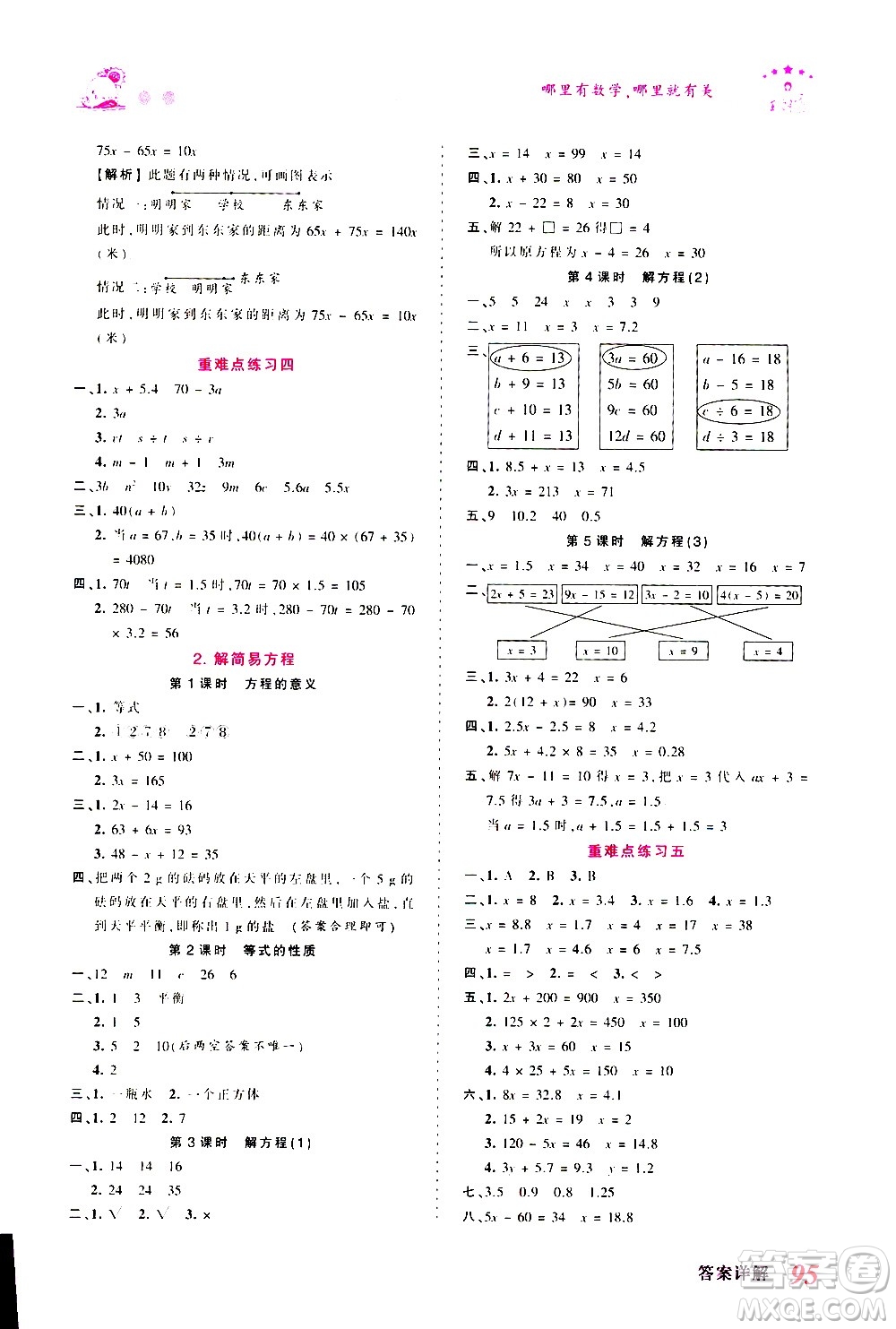 2020秋王朝霞創(chuàng)維新課堂同步優(yōu)化訓(xùn)練數(shù)學(xué)五年級上冊RJ人教版答案