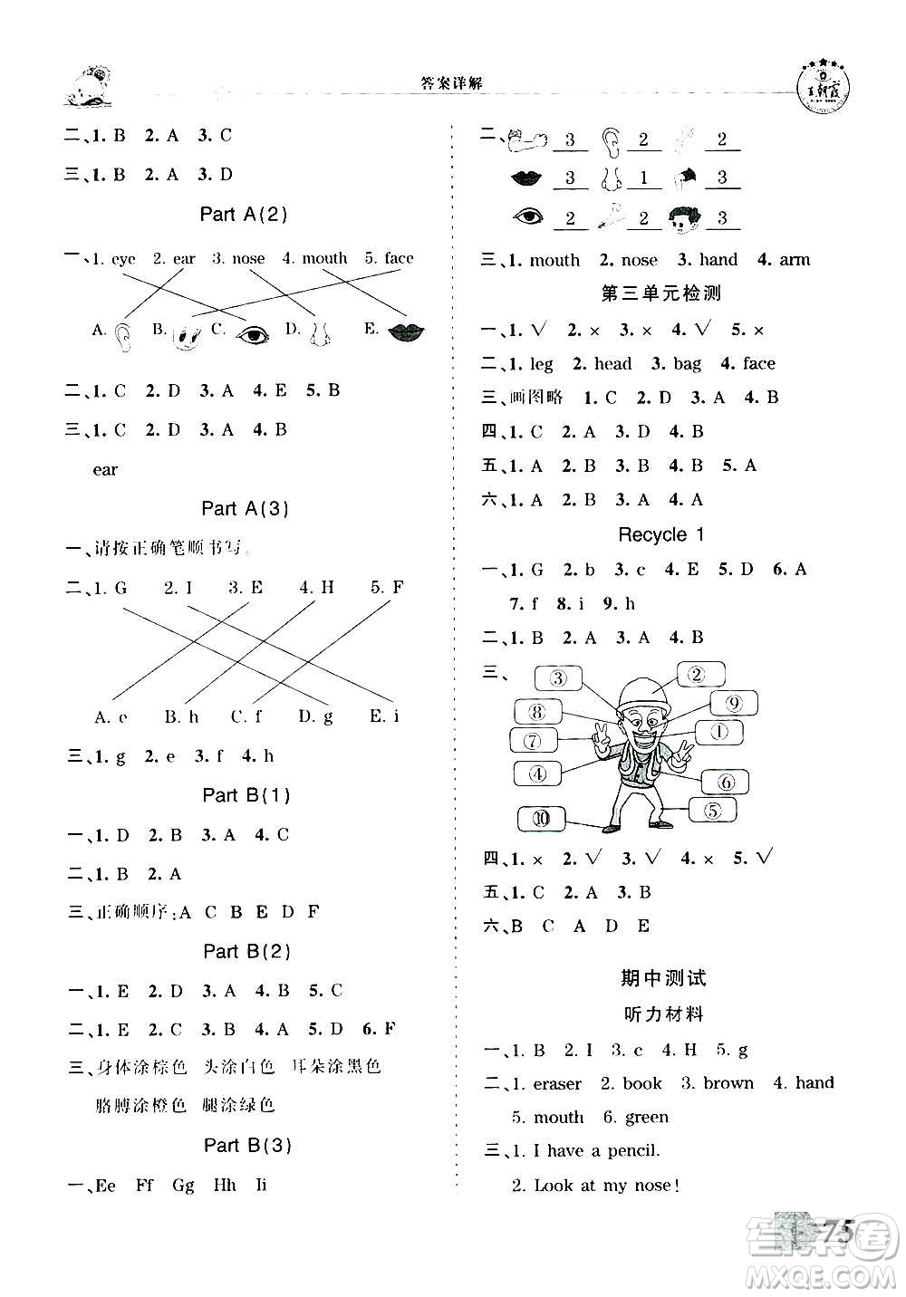 2020秋王朝霞創(chuàng)維新課堂同步優(yōu)化訓(xùn)練英語(yǔ)三年級(jí)上冊(cè)PEP人教版答案