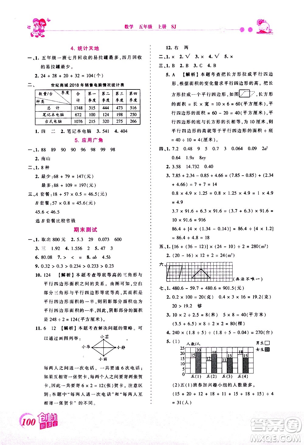 2020秋王朝霞創(chuàng)維新課堂同步優(yōu)化訓(xùn)練數(shù)學(xué)五年級上冊SJ蘇教版答案