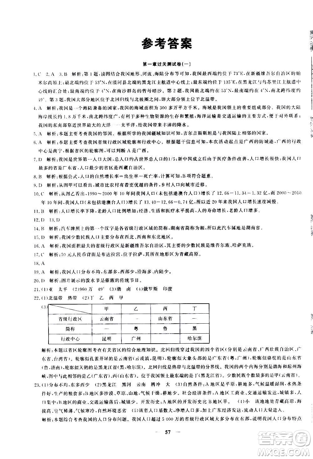 新疆青少年出版社2020年黃岡密卷地理八年級上冊RJ人教版答案