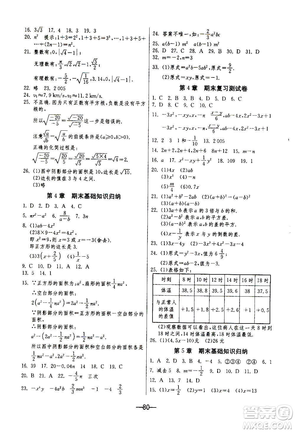 江蘇人民出版社2020年期末闖關(guān)沖刺100分?jǐn)?shù)學(xué)七年級上冊ZJJY浙江教育版答案