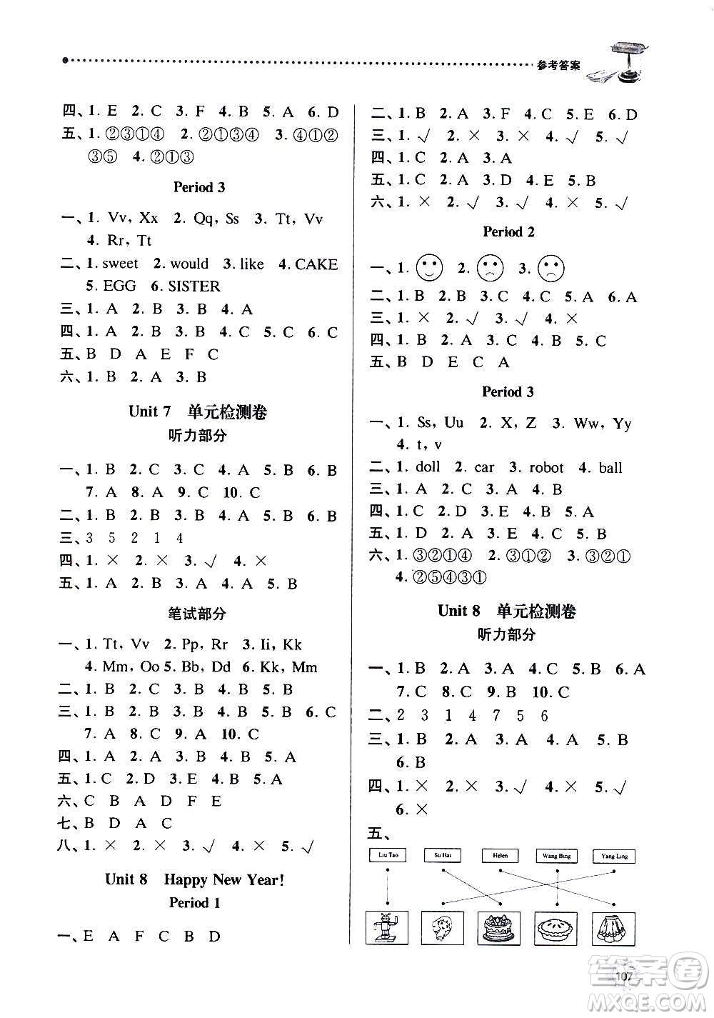 南京大學(xué)出版社2020年課時天天練英語三年級上冊譯林版答案