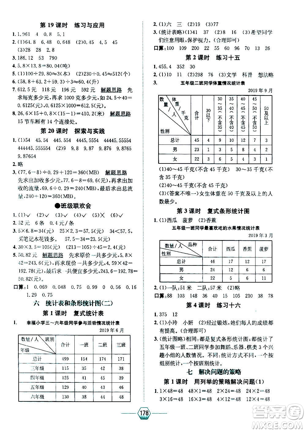現(xiàn)代教育出版社2020年走向優(yōu)等生五年級數(shù)學上冊江蘇版答案