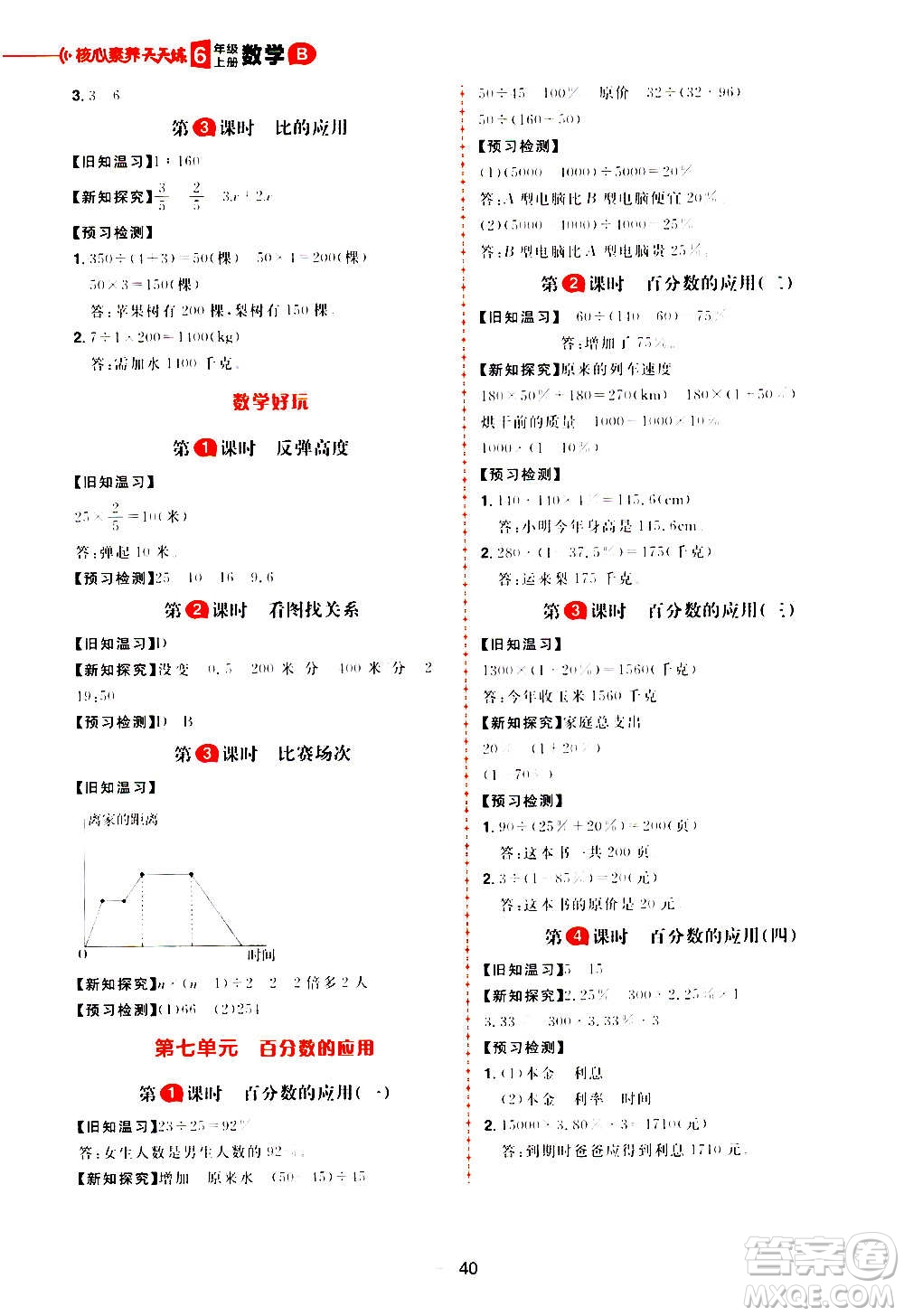 南方出版社2020秋核心素養(yǎng)天天練六年級上冊數(shù)學B北師大版答案