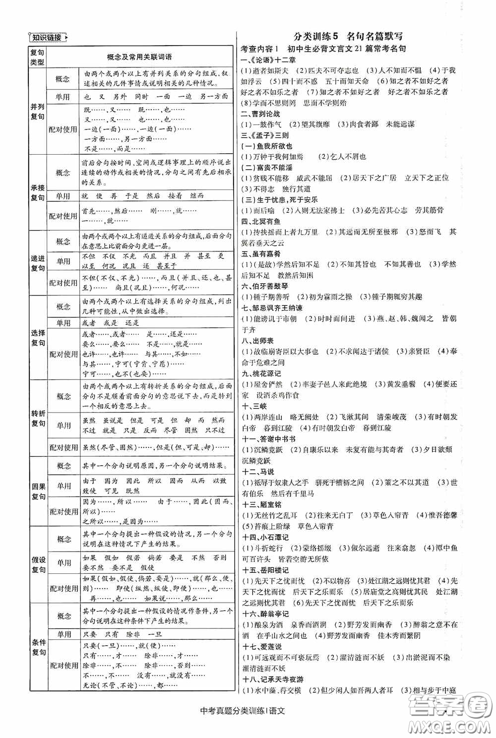 新疆青少年出版社金考卷特快專遞2021版中考真題分類訓(xùn)練語文答案