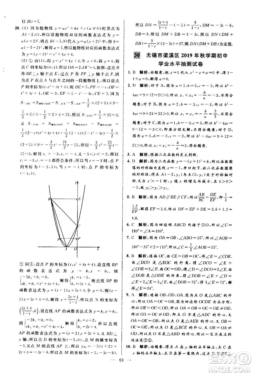 新世紀(jì)出版社2020秋季亮點(diǎn)給力大試卷數(shù)學(xué)九年級上冊蘇教版答案