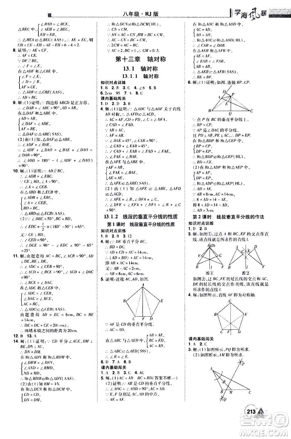 江西美術(shù)出版社2020學(xué)海風(fēng)暴數(shù)學(xué)八年級(jí)上冊(cè)RJ人教版答案