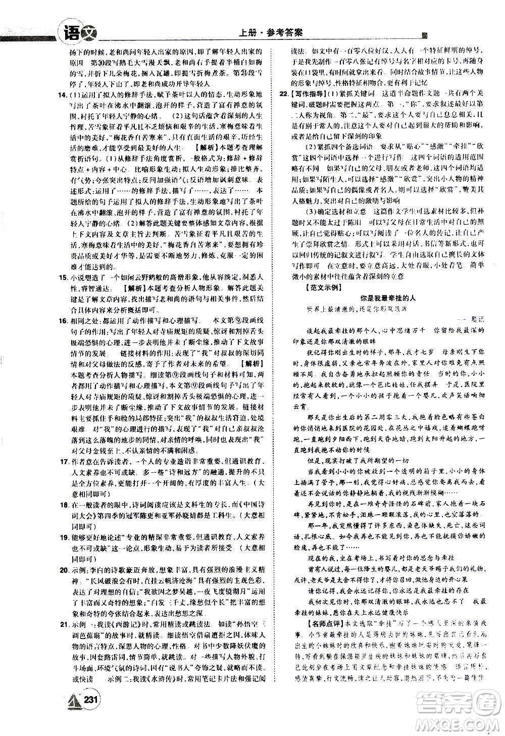 江西美術(shù)出版社2020學(xué)海風(fēng)暴語文九年級上冊RJ人教版答案