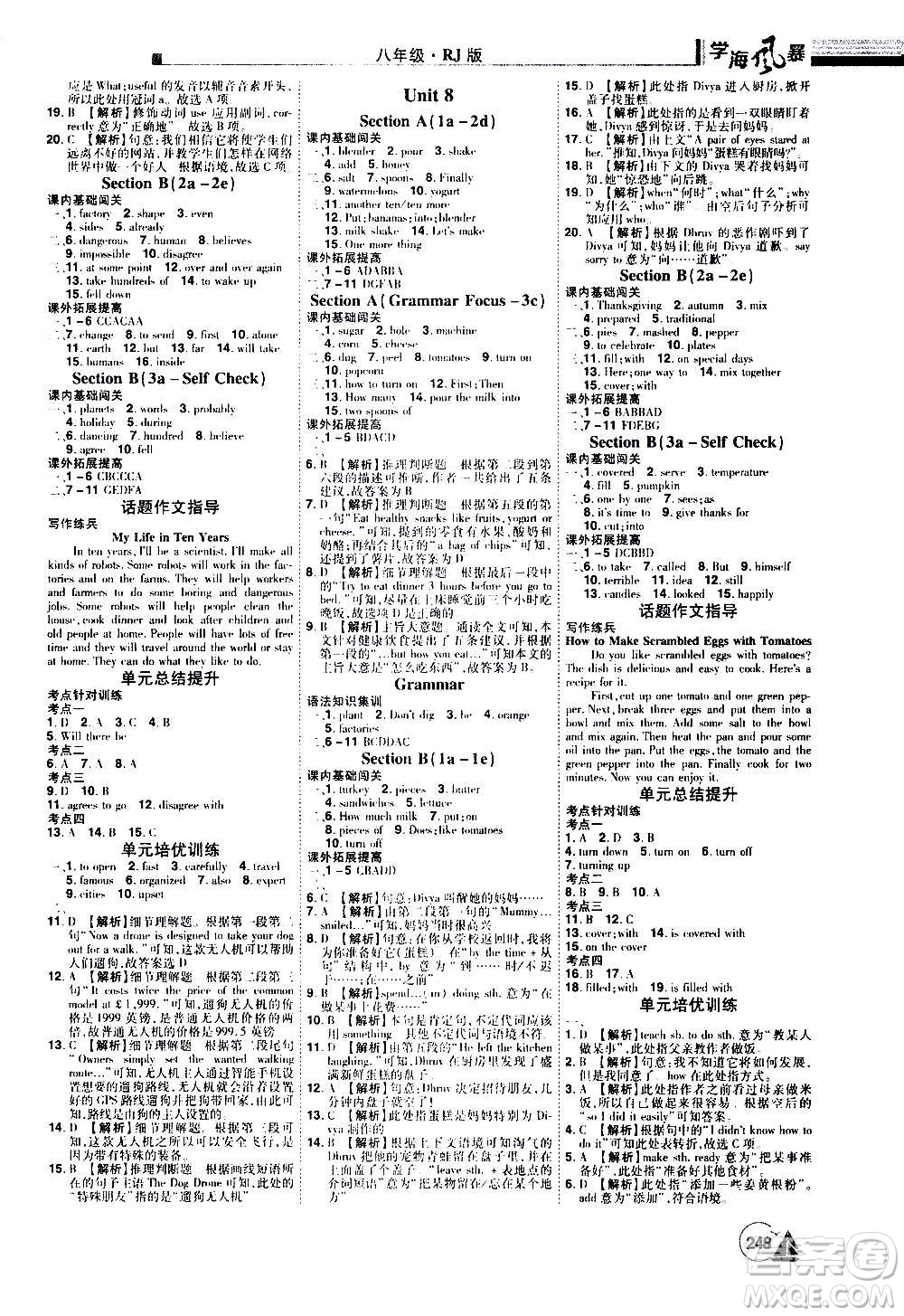 江西美術(shù)出版社2020學(xué)海風(fēng)暴英語八年級(jí)上冊(cè)RJ人教版答案