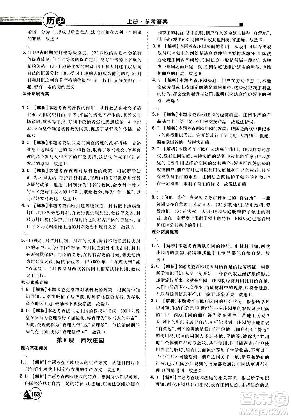 江西美術(shù)出版社2020學(xué)海風(fēng)暴九年級歷史上冊RJ人教版答案