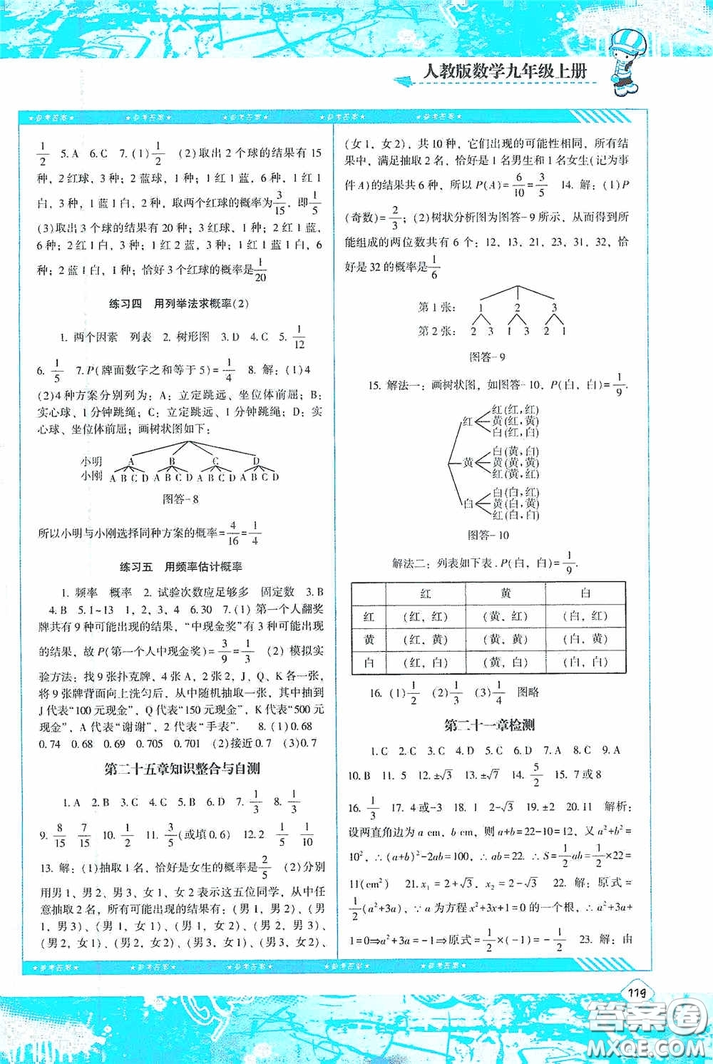 湖南少年兒童出版社2020課程基礎(chǔ)訓練九年級數(shù)學上冊人教版答案