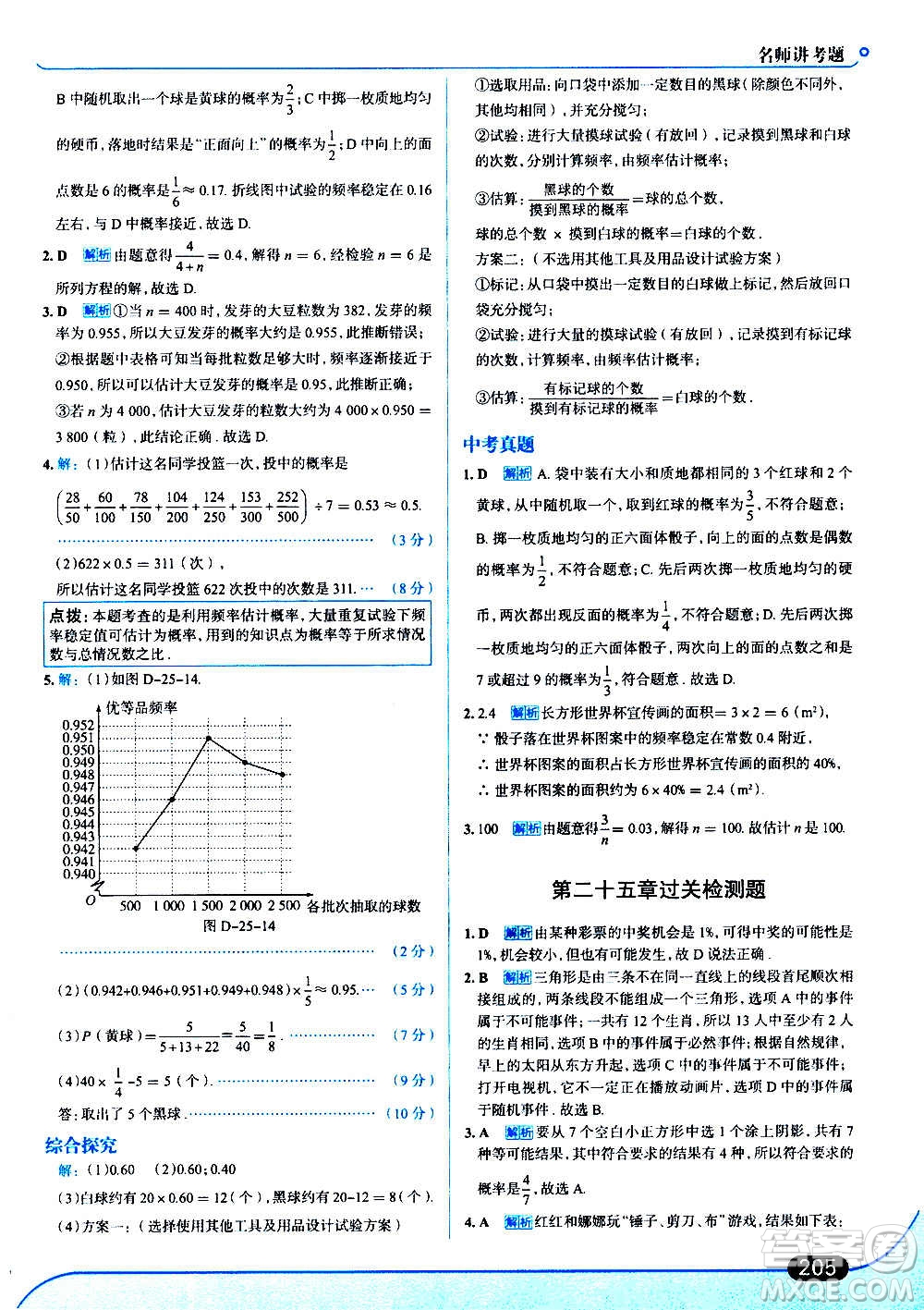 現(xiàn)代教育出版社2020走向中考考場九年級數(shù)學上冊RJ人教版答案