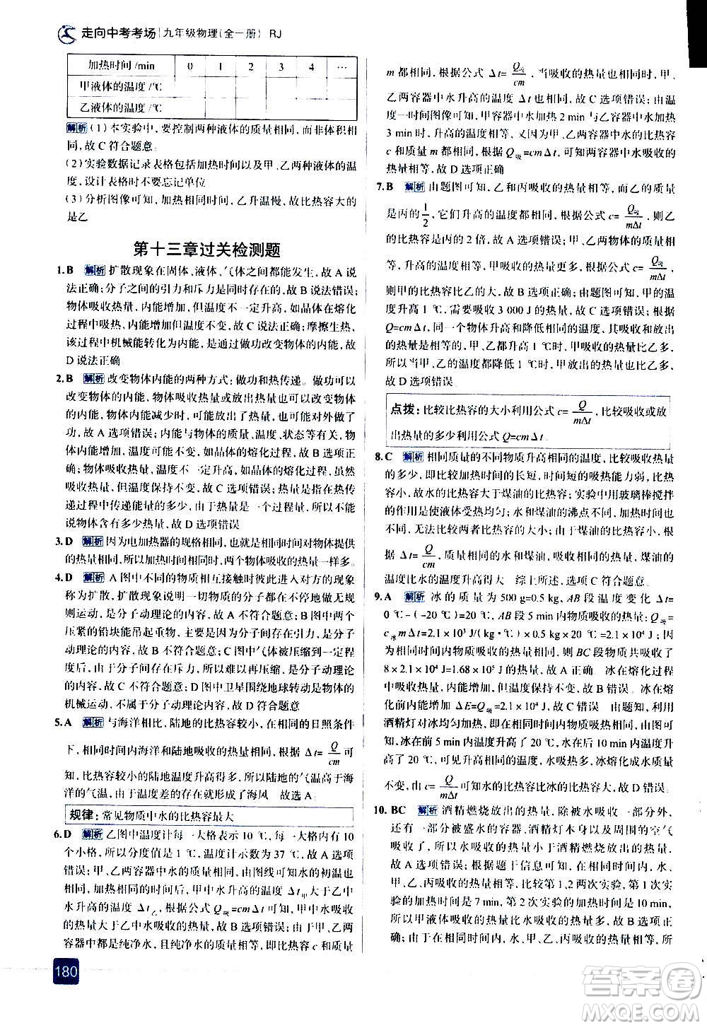 現(xiàn)代教育出版社2020走向中考考場九年級物理全一冊RJ人教版答案