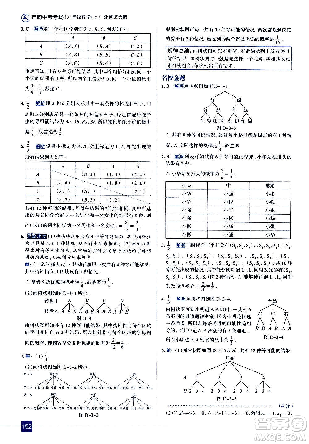 現(xiàn)代教育出版社2020走向中考考場九年級數(shù)學(xué)上冊北京師大版答案
