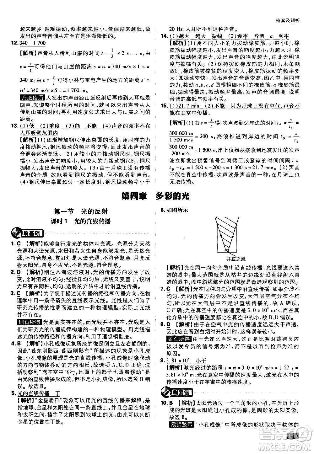 ?開(kāi)明出版社2021版初中必刷題物理八年級(jí)上冊(cè)HK滬科版答案