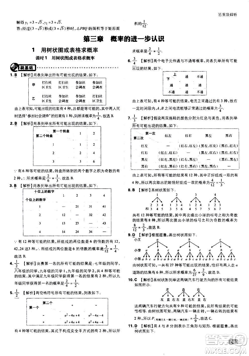 開明出版社2021版初中必刷題數(shù)學(xué)九年級(jí)上冊(cè)BS北師大版答案