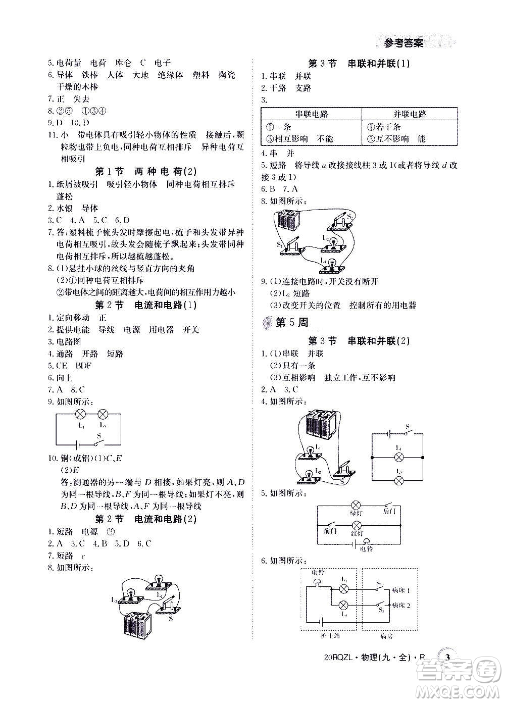 江西高校出版社2021版日清周練物理九年級全一冊人教版答案