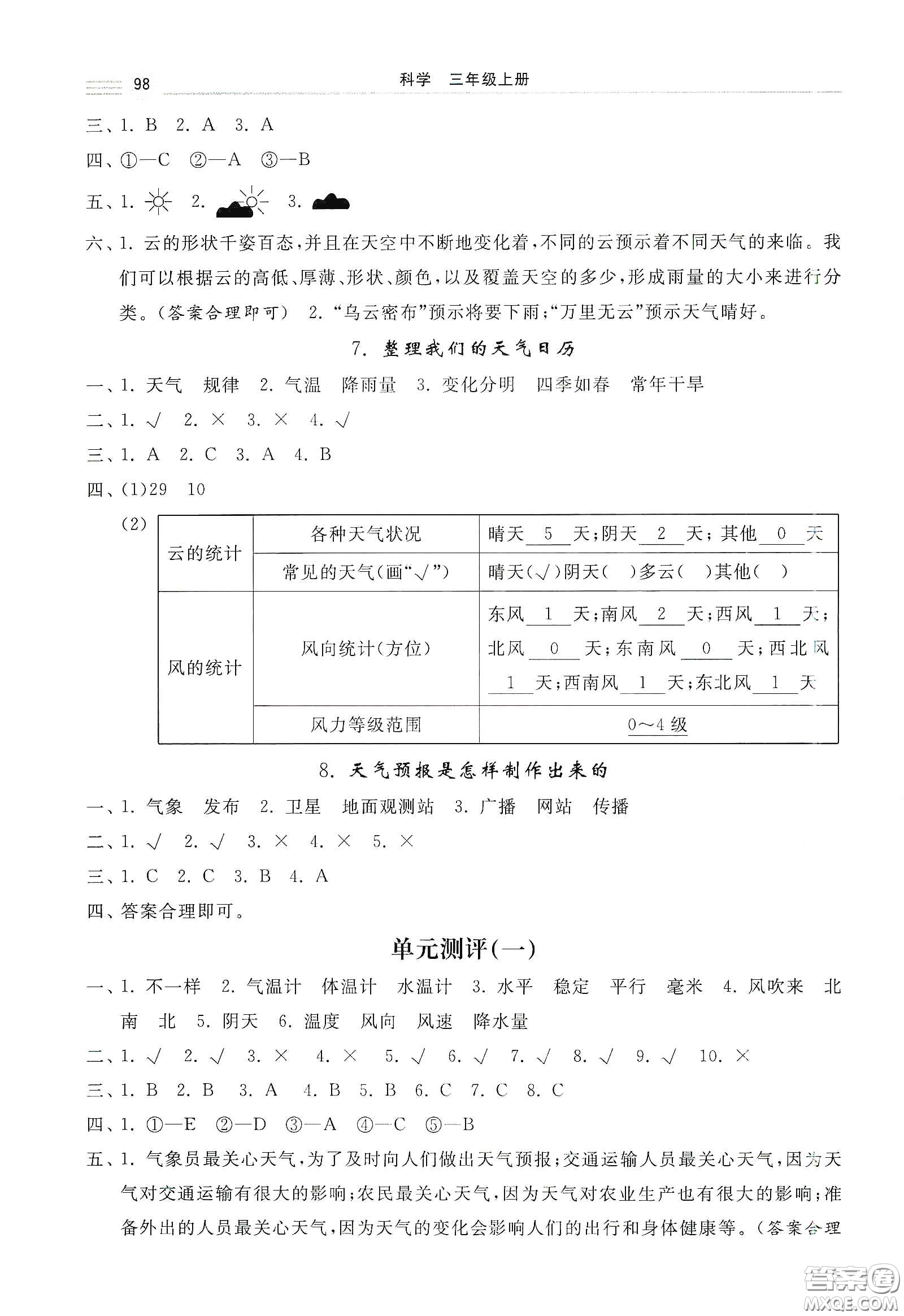 河北美術(shù)出版社2020秋課時(shí)練同步測(cè)評(píng)三年級(jí)科學(xué)上冊(cè)教科版答案