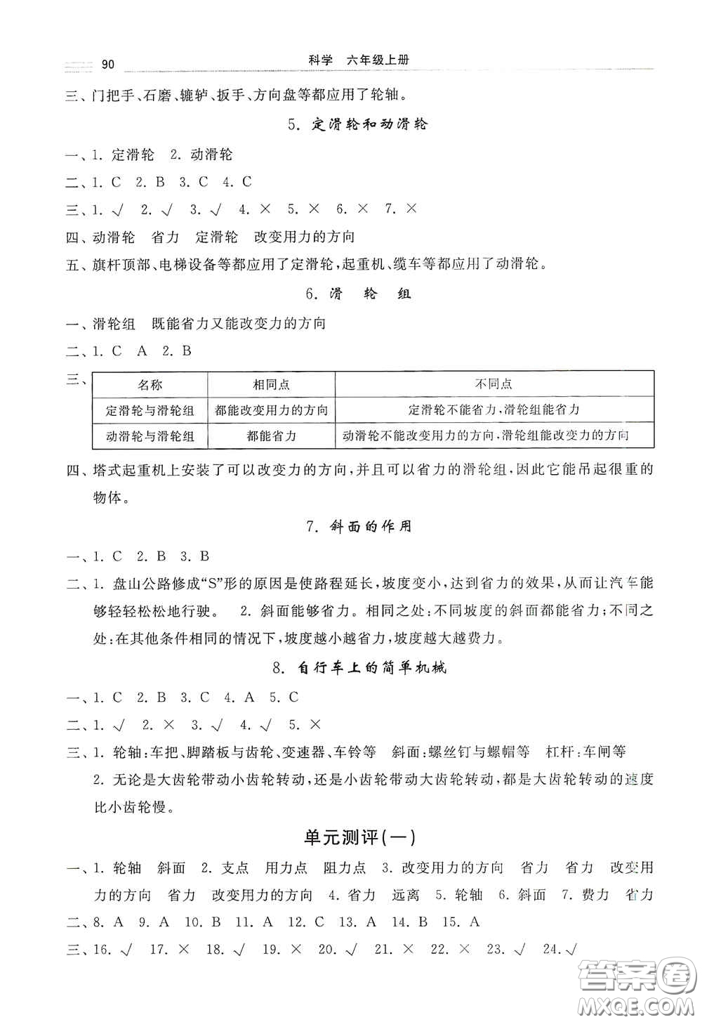 河北美術(shù)出版社2020秋課時(shí)練同步測(cè)評(píng)六年級(jí)科學(xué)上冊(cè)教科版答案
