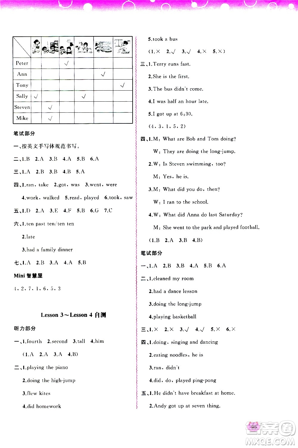 廣西教育出版社2020小學(xué)新課程學(xué)習(xí)與測(cè)評(píng)同步學(xué)習(xí)英語(yǔ)六年級(jí)上冊(cè)接力版答案