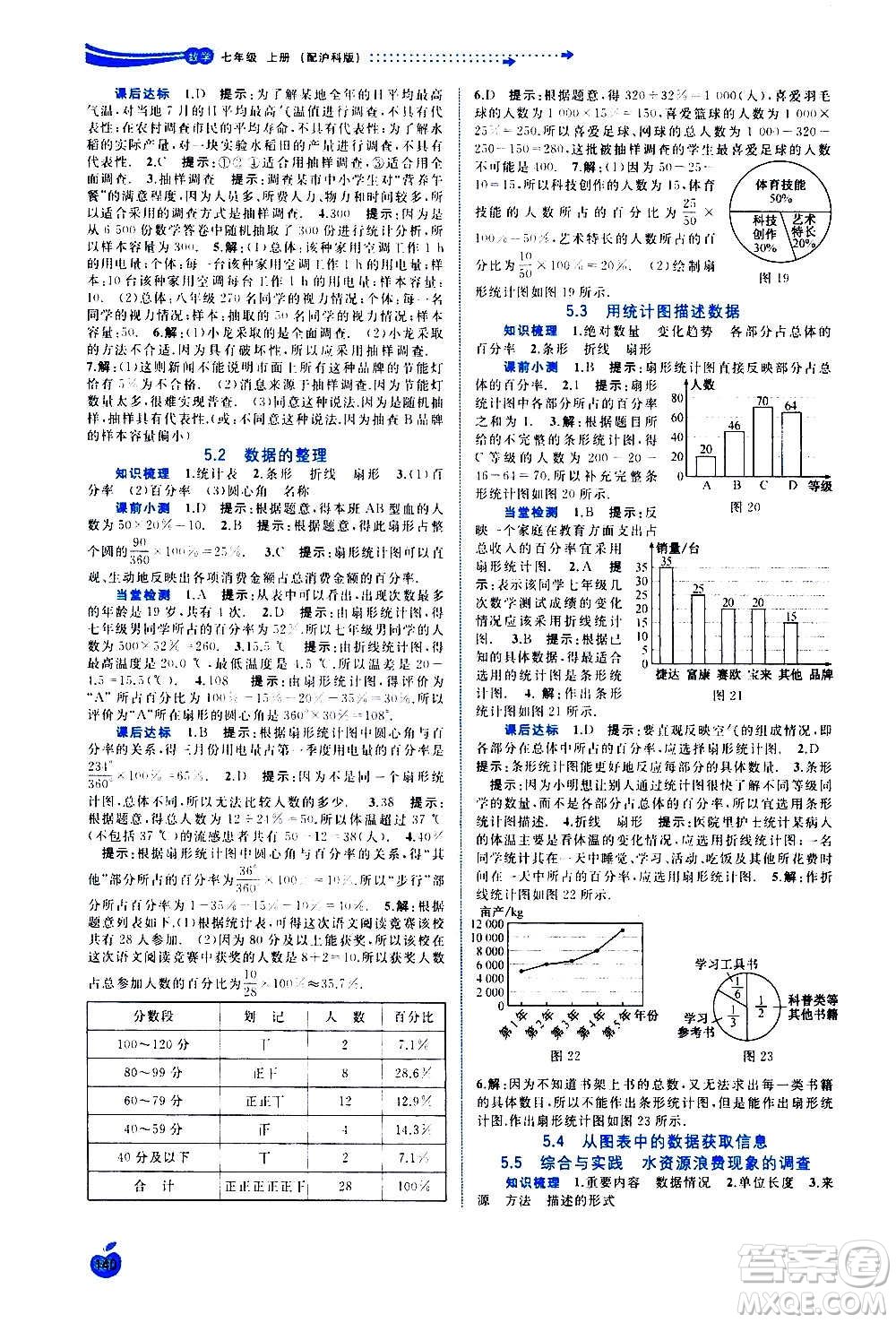 廣西教育出版社2020新課程學(xué)習(xí)與測評同步學(xué)習(xí)數(shù)學(xué)七年級上冊滬科版答案