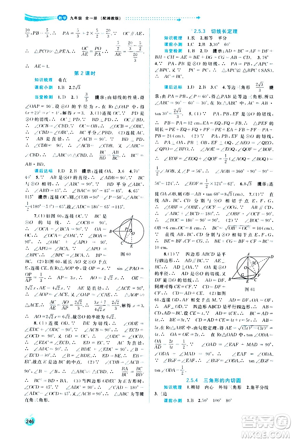 廣西教育出版社2020新課程學習與測評同步學習數(shù)學九年級全一冊湘教版答案