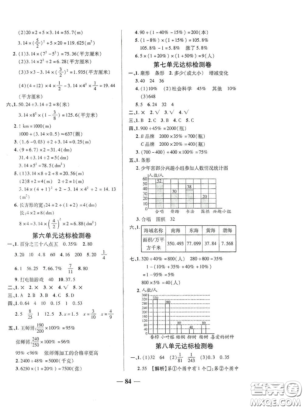 2020秋云南本土名校金卷六年級(jí)數(shù)學(xué)上冊(cè)答案
