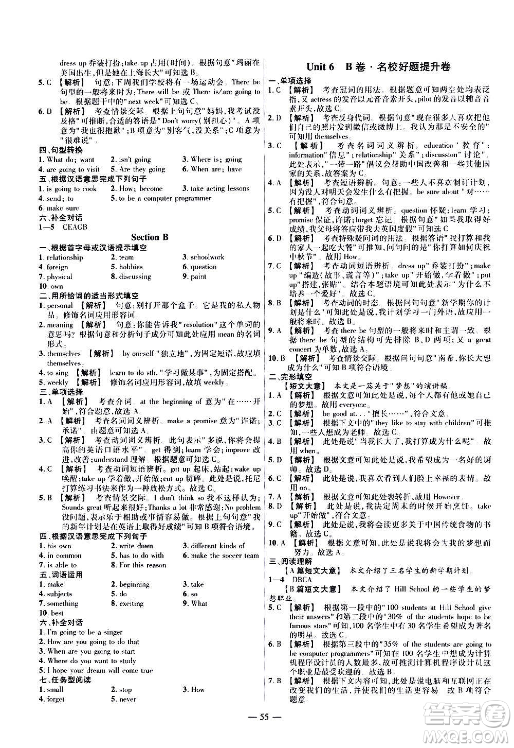 2021版金考卷活頁(yè)題選名師名題單元雙測(cè)卷英語(yǔ)八年級(jí)上冊(cè)RJ人教版答案