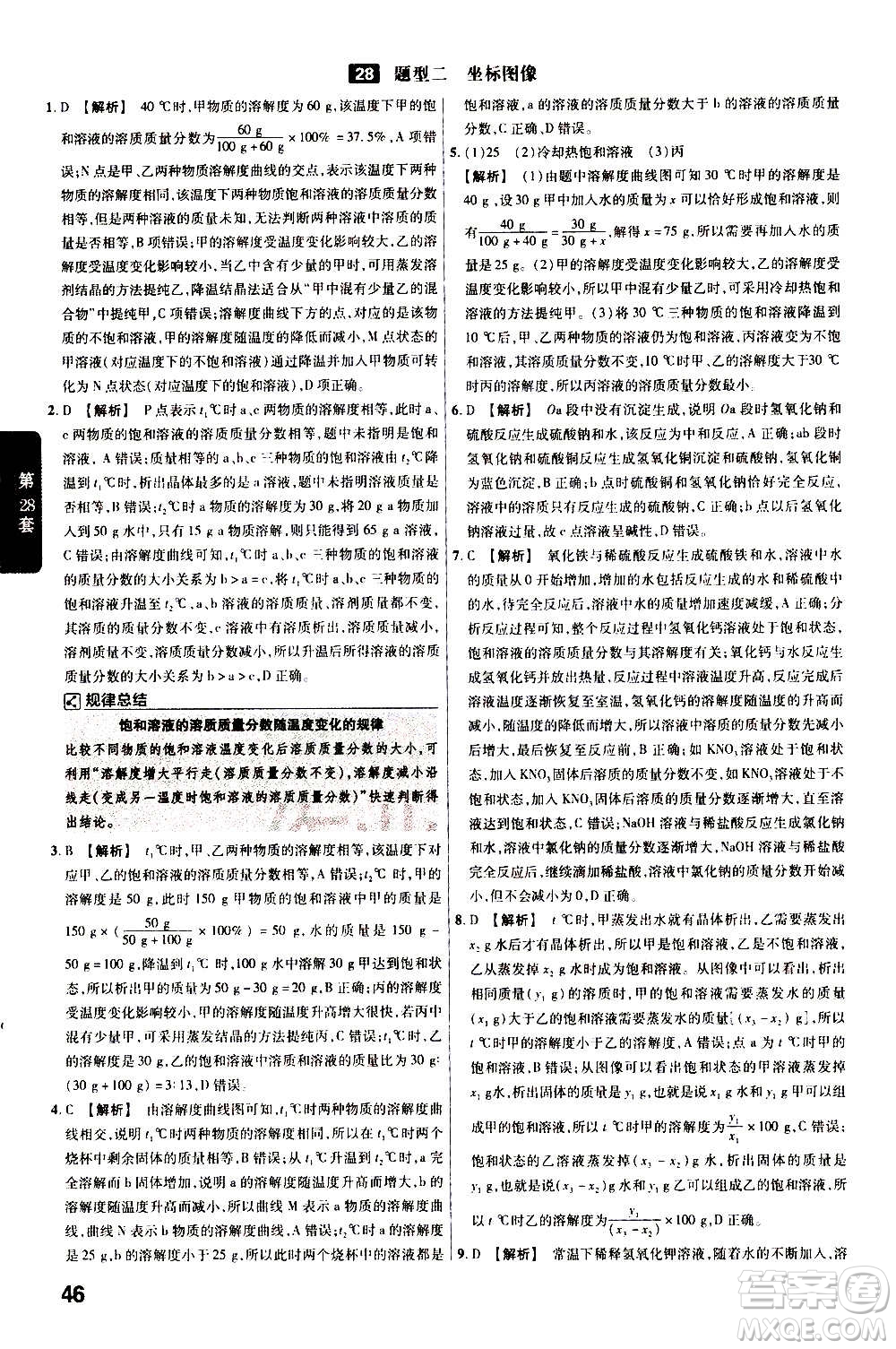 金考卷特快專遞2021版福建中考45套匯編化學答案