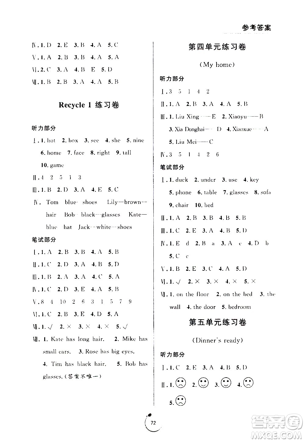 寧波出版社2020年浙江好卷英語四年級上冊PEP人教版答案