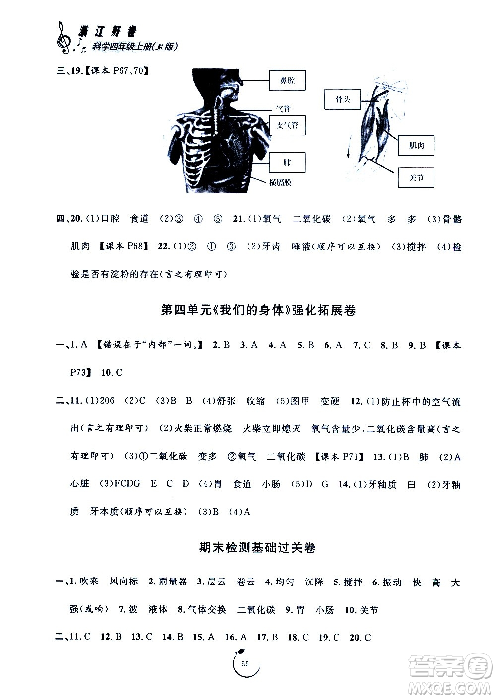 寧波出版社2020年浙江好卷科學(xué)四年級上冊JK教科版答案