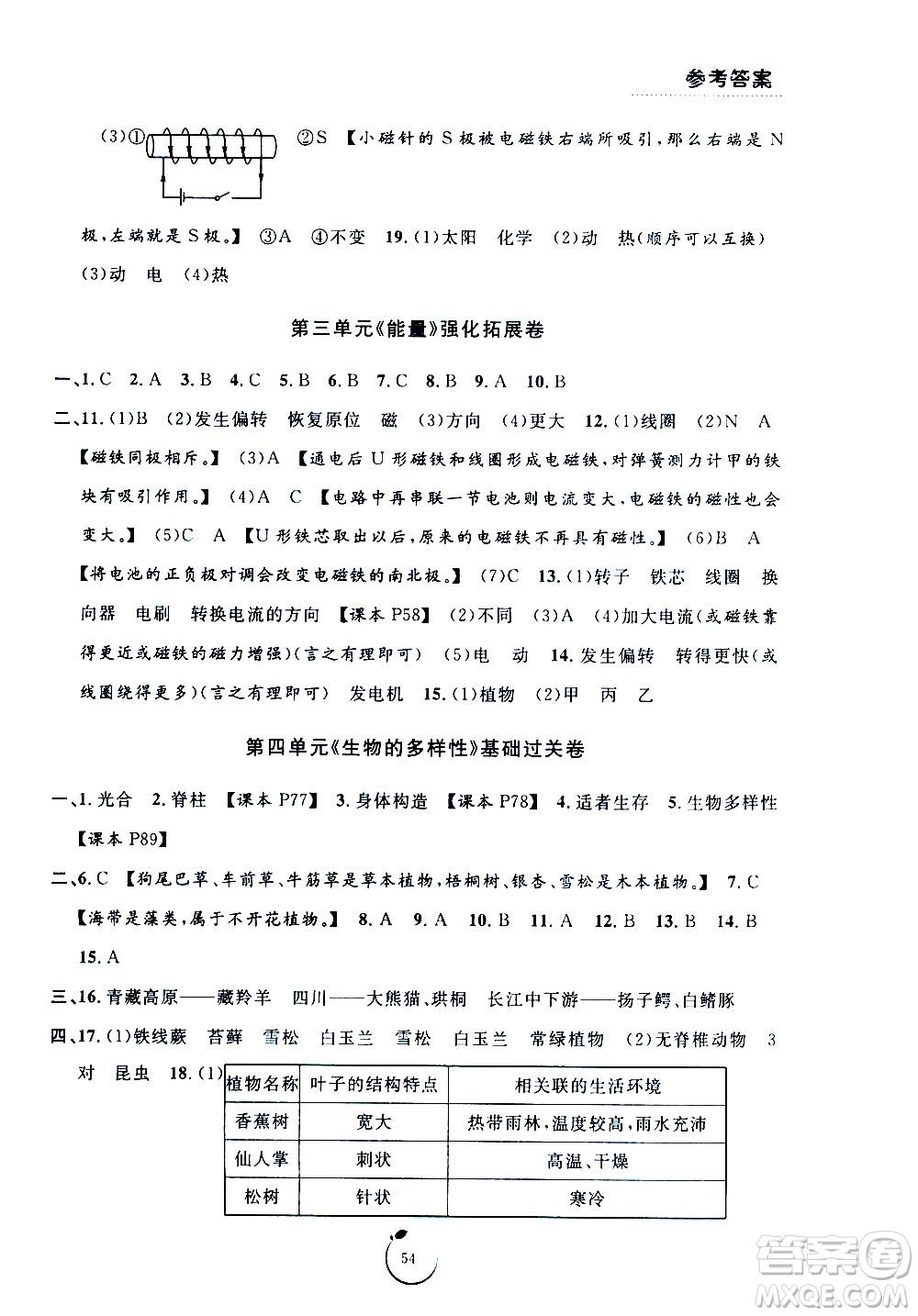 寧波出版社2020年浙江好卷科學(xué)六年級(jí)上冊(cè)JK教科版答案